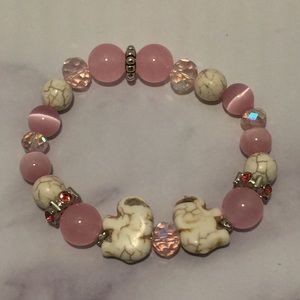 Good Luck Pink Rose Quartz Elephant Bracelet